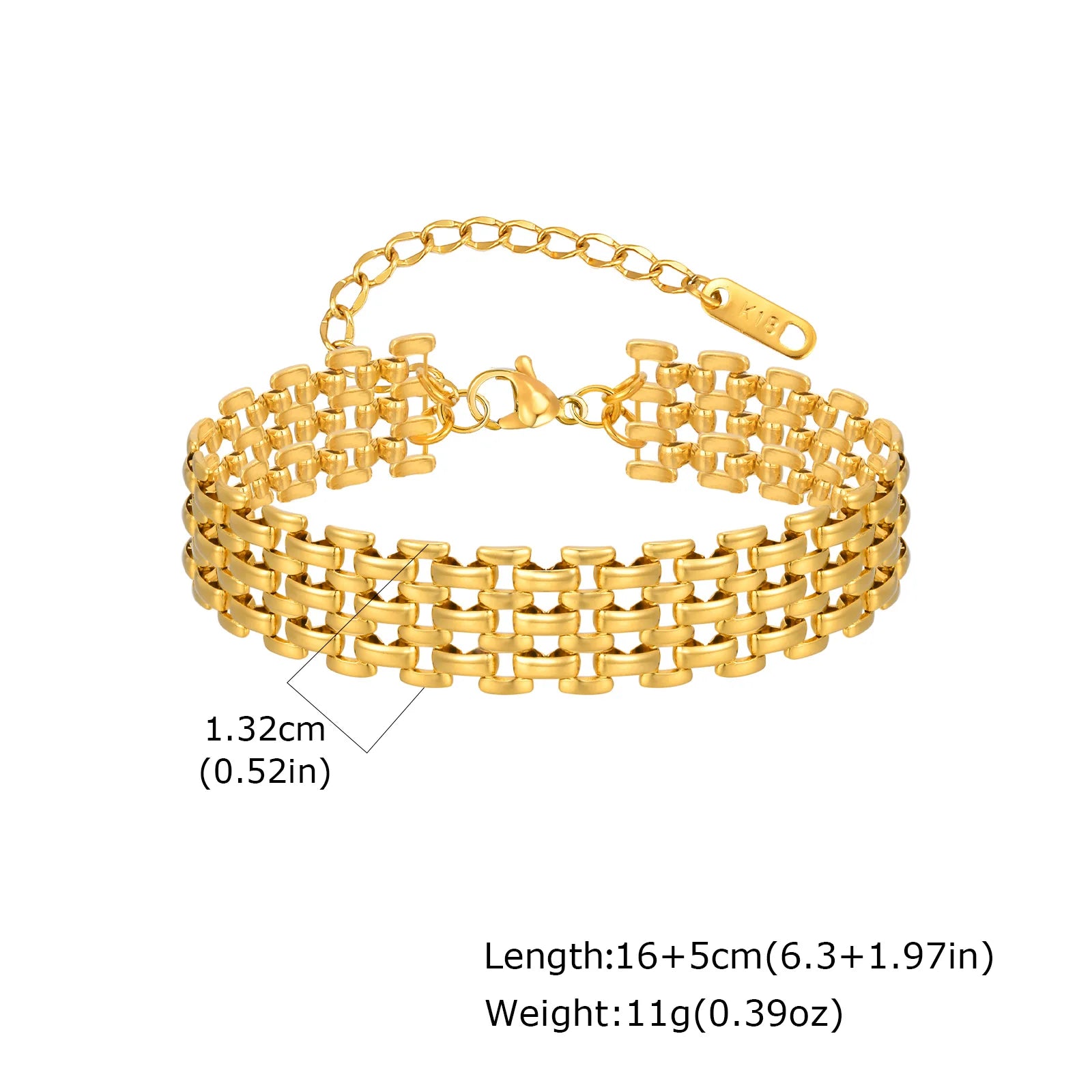 Fashion 316L Stainless Steel Link Chain Bracelet for Women, 18K Gold Plated Stackable Chunky Statement Bangle Waterproof Jewelry