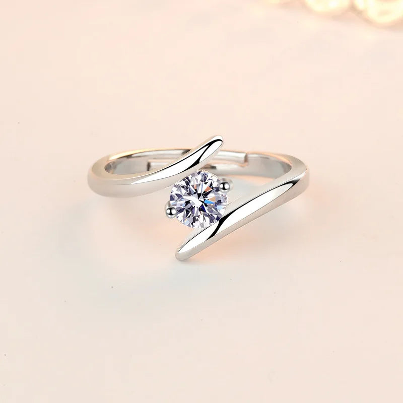 925 Sterling Silver Ring Simple Generous Zircon luxury High Quality For Women Rings Wedding Fine Jewelry Accessories Party Gift