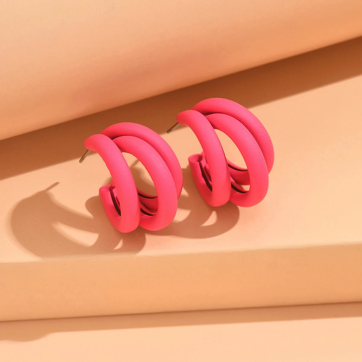 New Elegant Women Dangle Earrings C-shaped Painting Girls Hoop Earrings Flannelette Geometric Statement Earrings pendientes