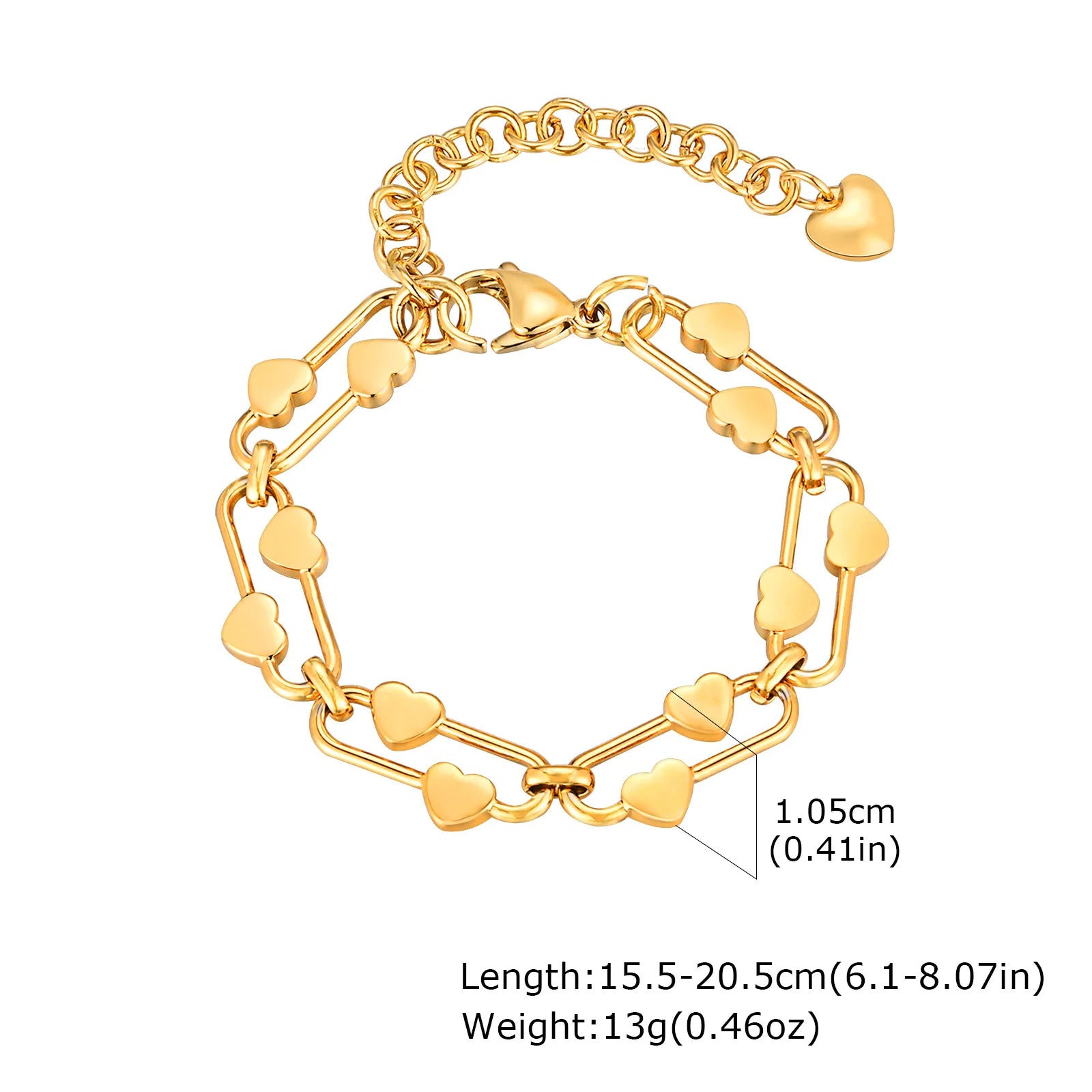 Fashion 316L Stainless Steel Link Chain Bracelet for Women, 18K Gold Plated Stackable Chunky Statement Bangle Waterproof Jewelry