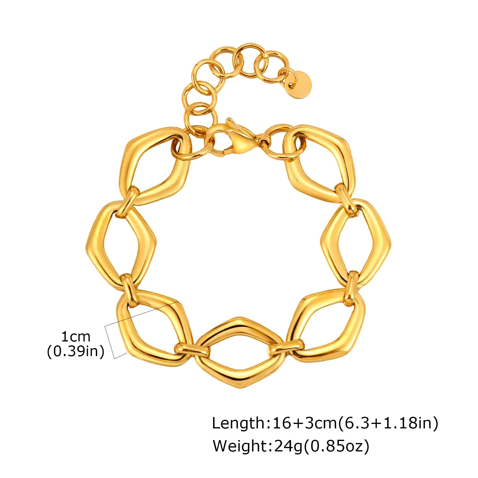 Chunky Bold Toggle Bracelets for Women, Stainless Steel OT Buckle Link Chain Bracelet Gold Plated Tarnish Free