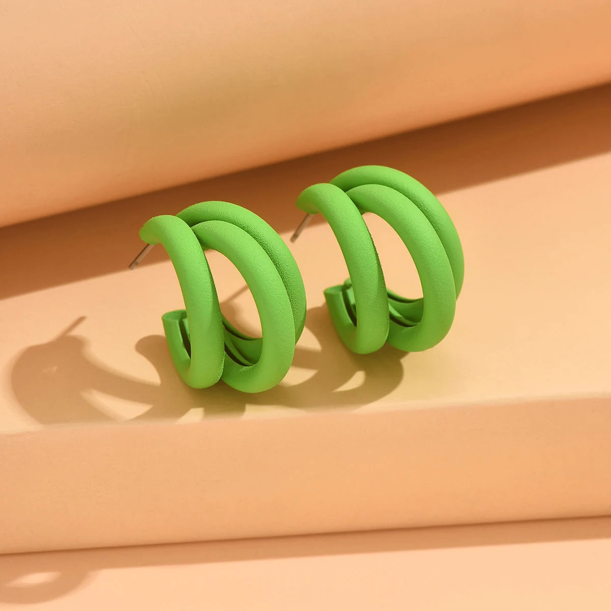 New Elegant Women Dangle Earrings C-shaped Painting Girls Hoop Earrings Flannelette Geometric Statement Earrings pendientes