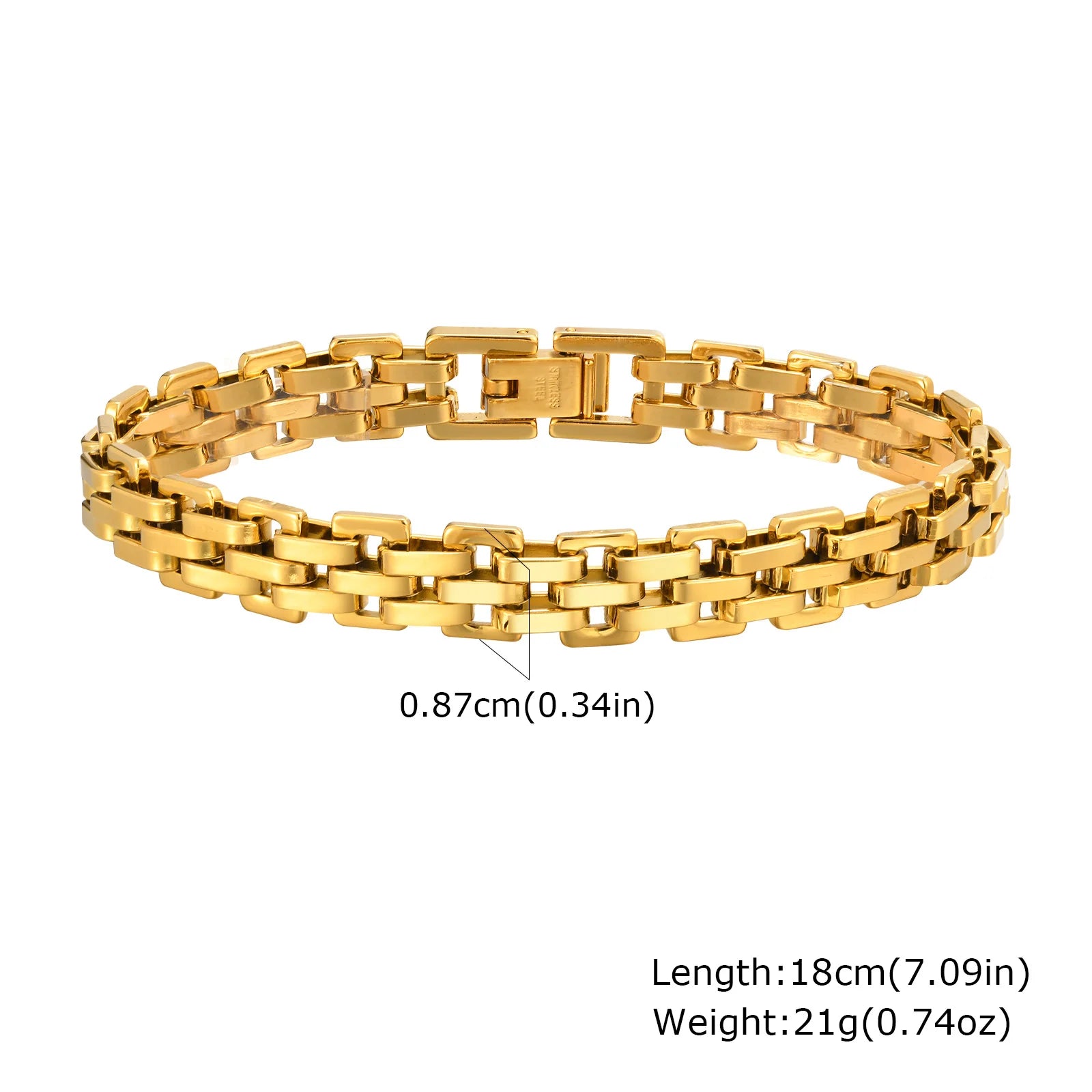 Fashion 316L Stainless Steel Link Chain Bracelet for Women, 18K Gold Plated Stackable Chunky Statement Bangle Waterproof Jewelry