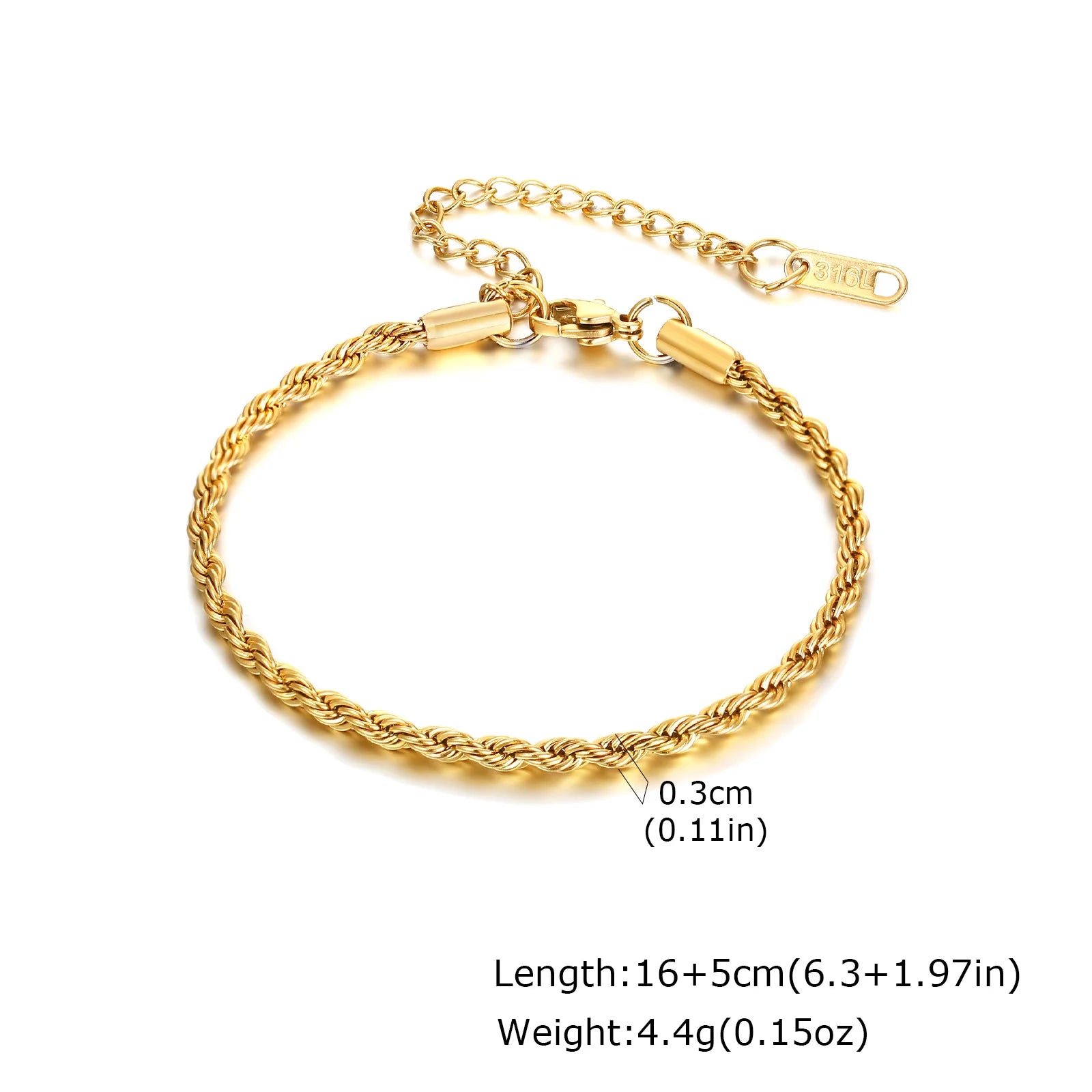 Fashion 316L Stainless Steel Link Chain Bracelet for Women, 18K Gold Plated Stackable Chunky Statement Bangle Waterproof Jewelry