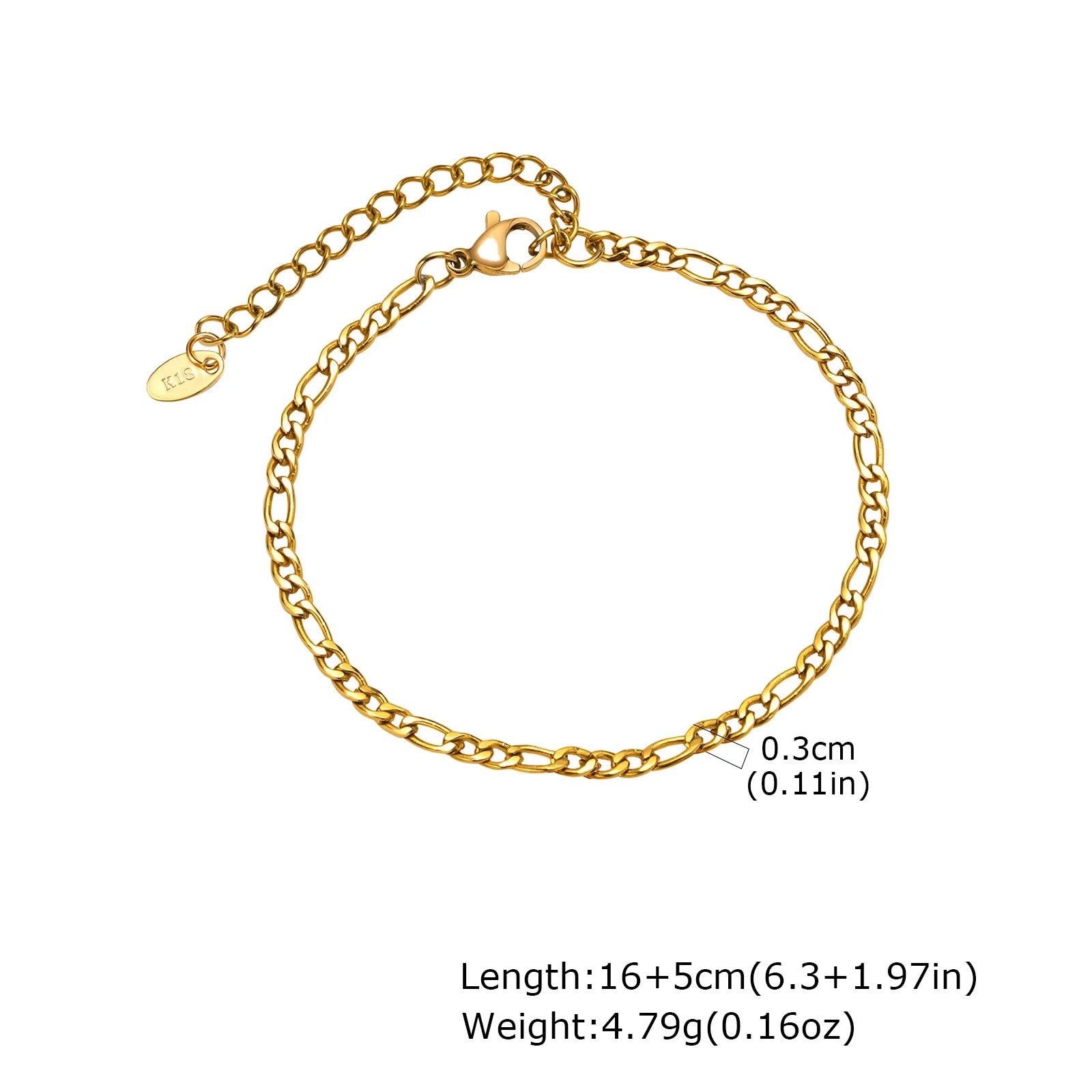 Fashion 316L Stainless Steel Link Chain Bracelet for Women, 18K Gold Plated Stackable Chunky Statement Bangle Waterproof Jewelry