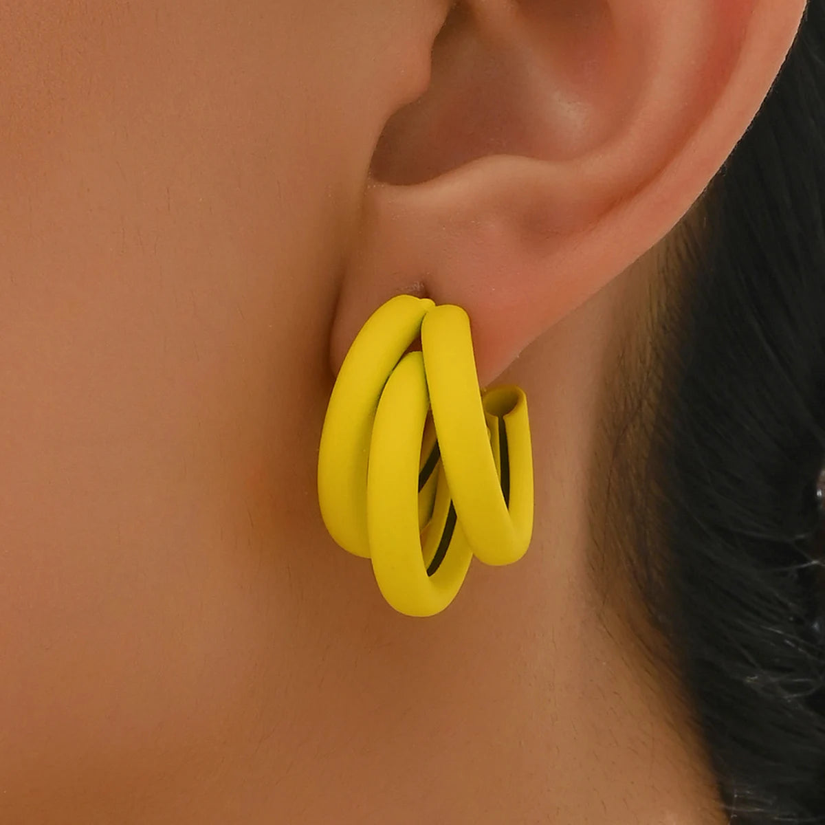 New Elegant Women Dangle Earrings C-shaped Painting Girls Hoop Earrings Flannelette Geometric Statement Earrings pendientes