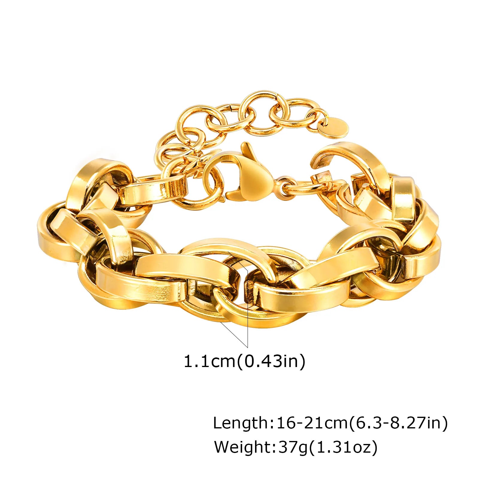 Chunky Bold Toggle Bracelets for Women, Stainless Steel OT Buckle Link Chain Bracelet Gold Plated Tarnish Free
