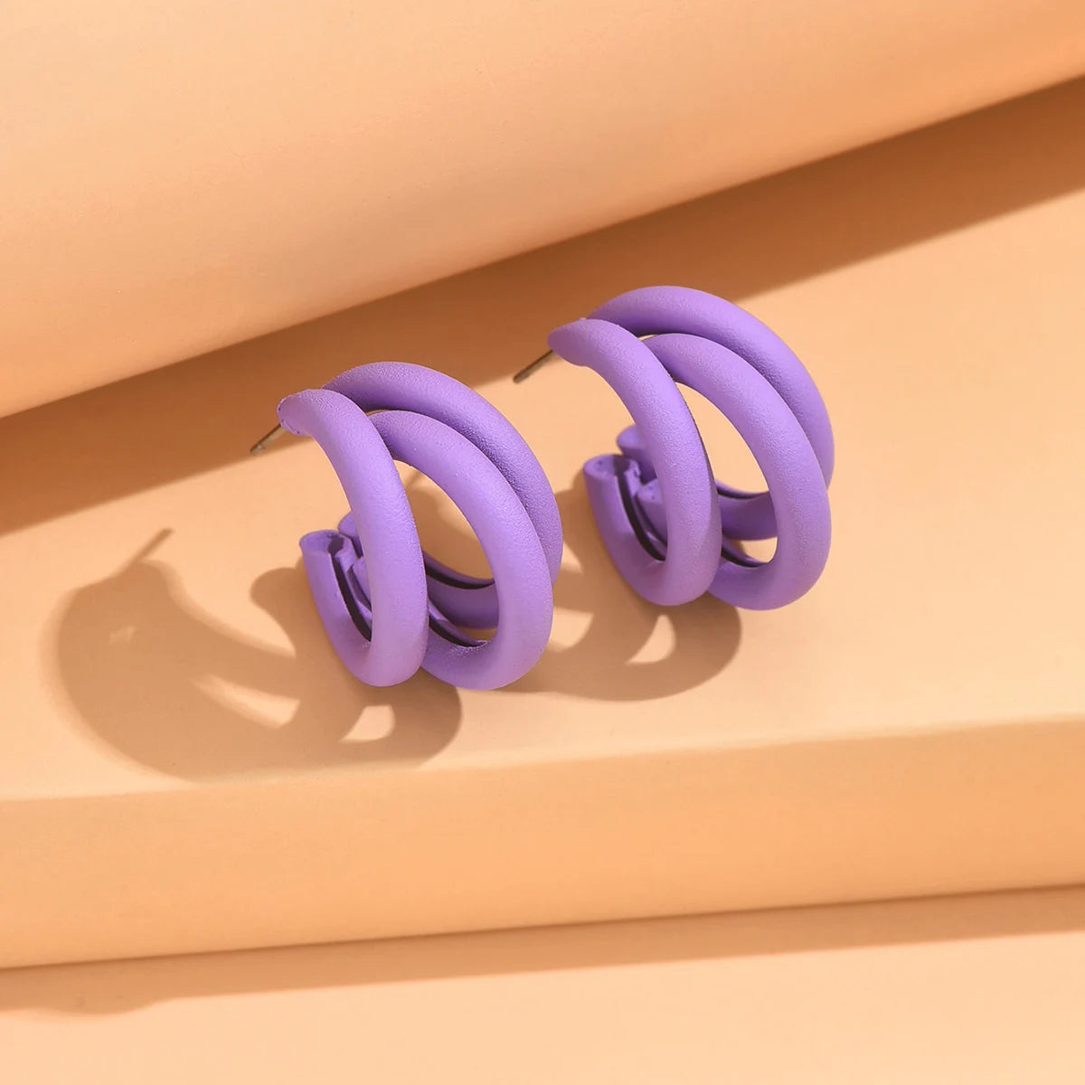 New Elegant Women Dangle Earrings C-shaped Painting Girls Hoop Earrings Flannelette Geometric Statement Earrings pendientes