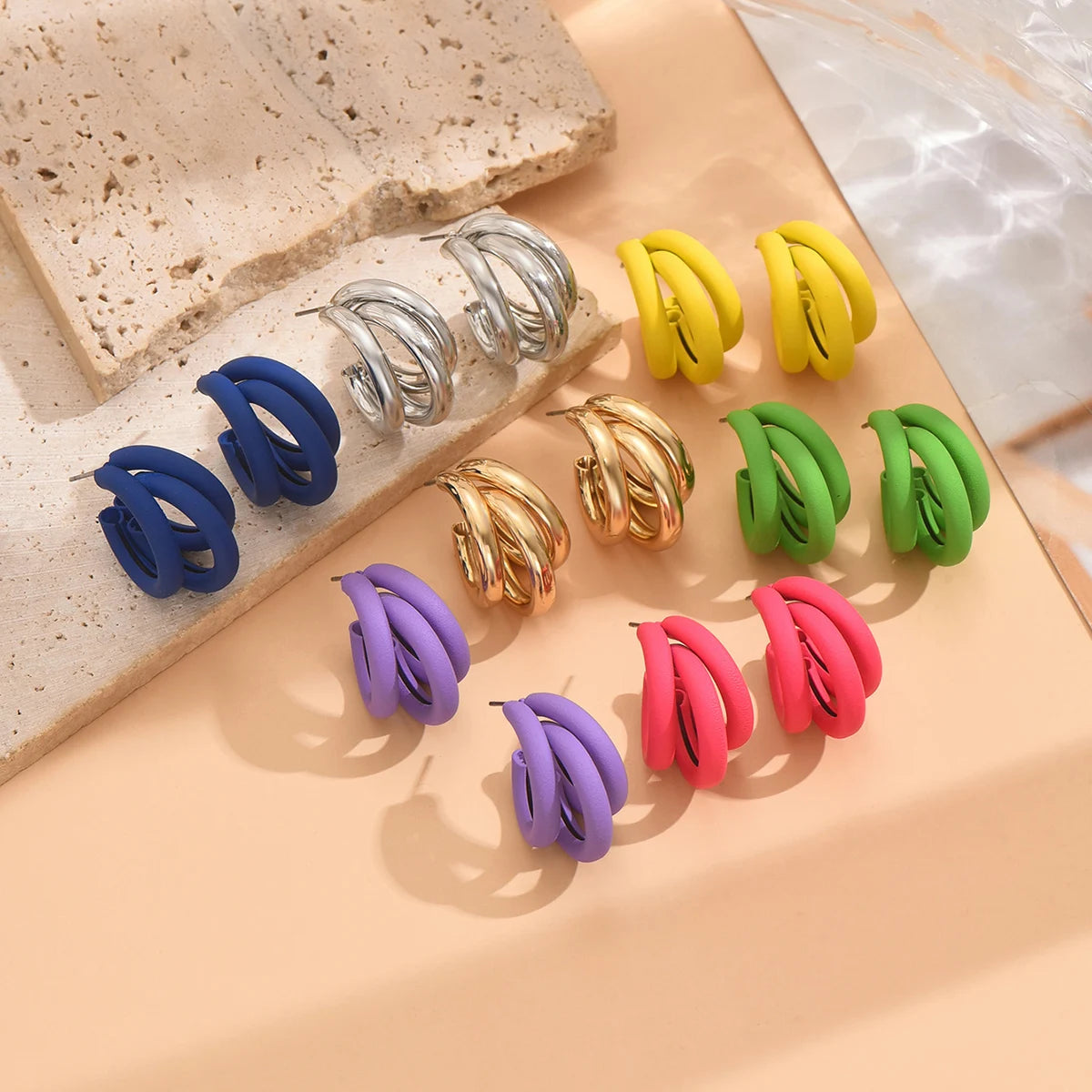 New Elegant Women Dangle Earrings C-shaped Painting Girls Hoop Earrings Flannelette Geometric Statement Earrings pendientes